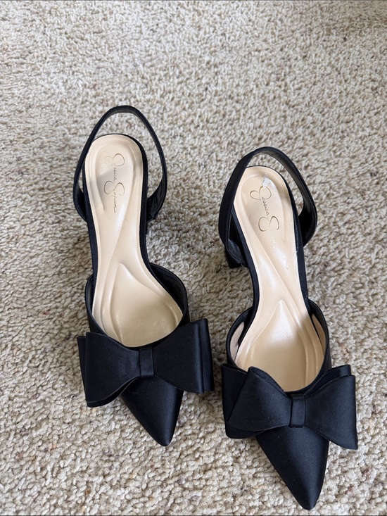 Jessica Simpson Shoes - Jessica Simpson Black Pointed-Toe Slingback Heels with Bow